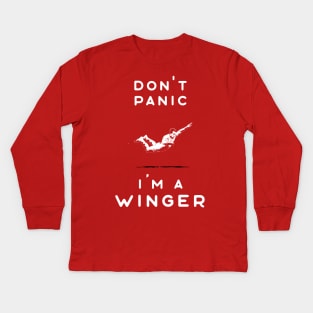 Rugby: Don't panic I'm a winger Kids Long Sleeve T-Shirt